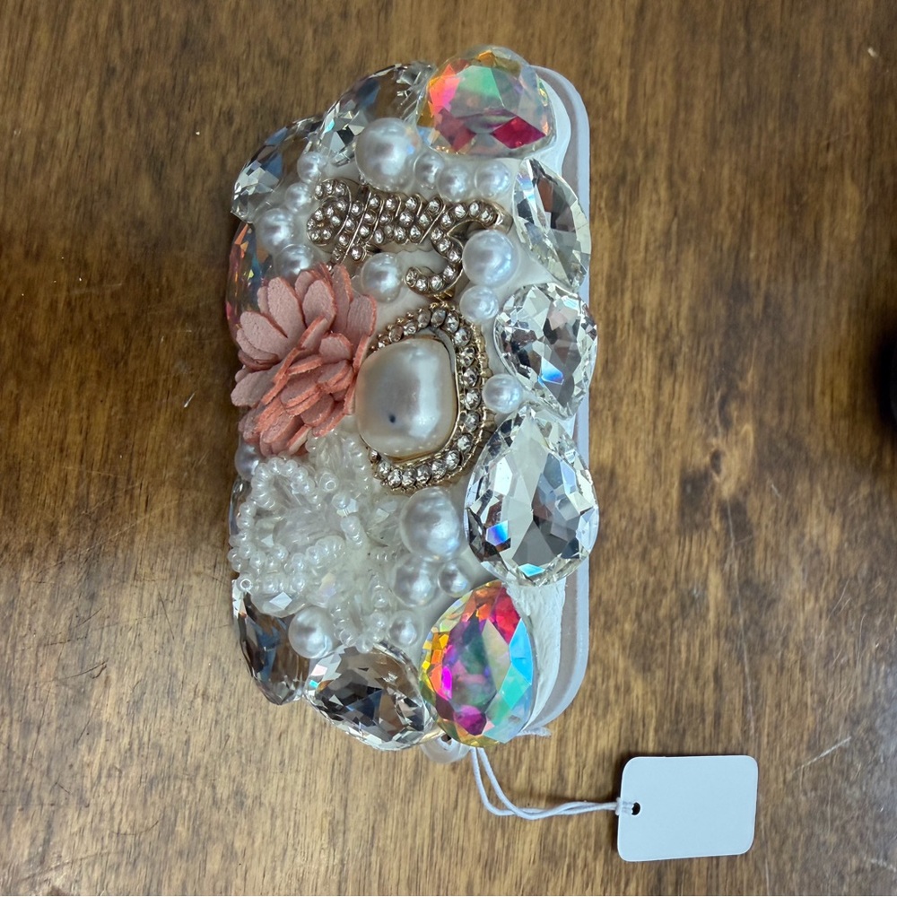 Jeweled Phone Case  clip with Pink Flower - Picture 4 of 4